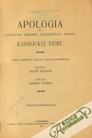 Obal knihy Apologia čili sústavná obrana základných právd katolíckej viery
