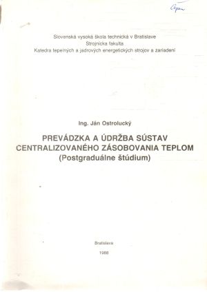 Obal knihy Prevádzka a údržba sústav centralizovaného zásobovania teplom