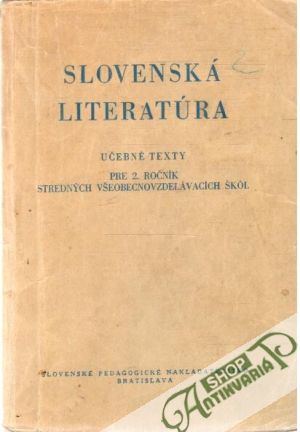 Obal knihy Slovenská literatúra - učebné texty pre 2. ročník SVŠ