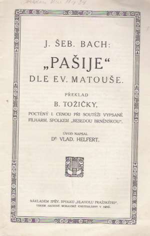 "PAŠIJE" DLE EV. MATOUŠE - Bach Johann Sebastian