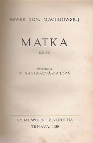 Obal knihy MATKA