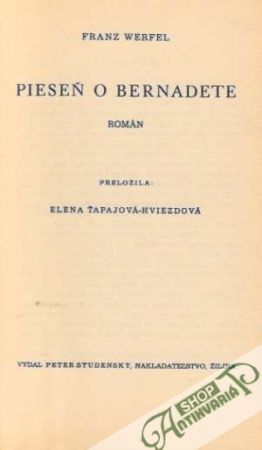 Obal knihy Pieseň o Bernadete