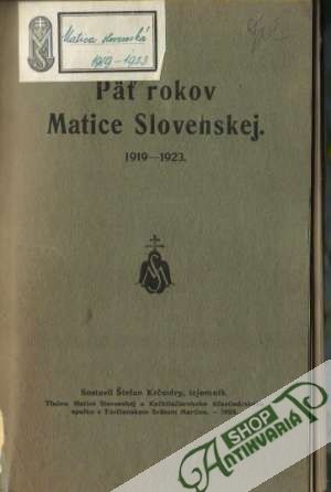 Obal knihy Päť rokov Matice Slovenskej