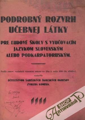Podrobný rozvrh učebnej látky - Kolektív autorov