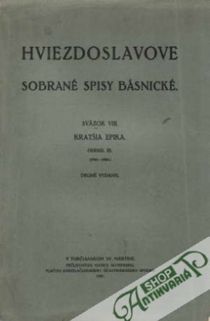 Obal knihy Sobrané spisy básnické VIII.- Kratšia epika