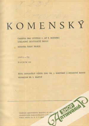Obal knihy Komenský roč.96/1971-72