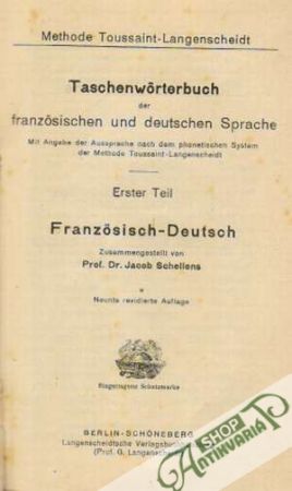 Obal knihy Taschenworterbuch der franzosischen und deutschen Sprache I.