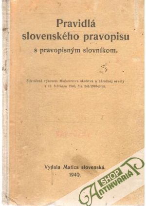 Obal knihy Pravidlá slovenského pravopisu s pravopisným slovníkom