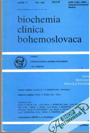 Obal knihy Biochemia clinica bohemoslovaca 4/1988