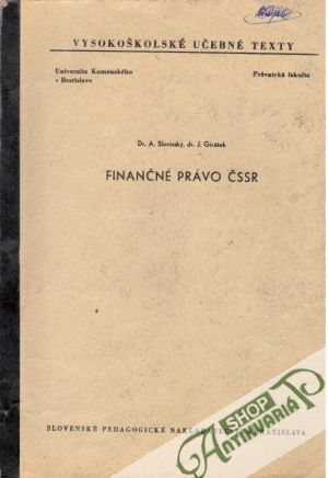 Obal knihy Finančné právo ČSSR