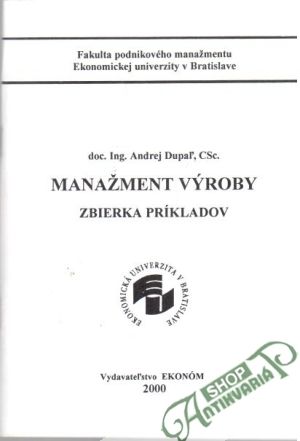 Obal knihy Manažment výroby - zbierka príkladov