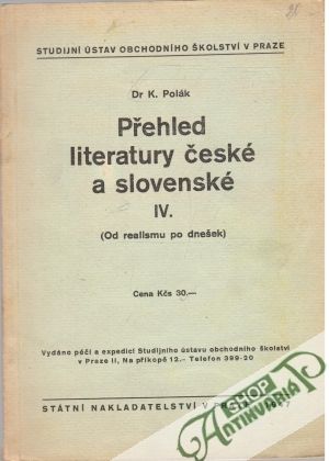 Obal knihy Přehled literatury české a slovenské IV.