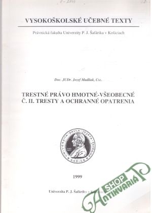 Obal knihy Trestné právo hmotné - všeobecné č. II. tresty a ochranné opatrenia