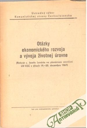 Obal knihy Otázky ekonomického rozvoja a vývoja životnej úrovne