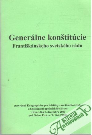 Obal knihy Generálne konštitúcie Františkánskeho svetského rádu