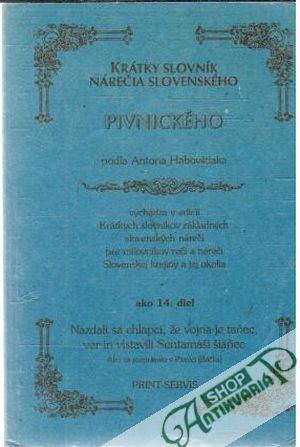 Obal knihy Krátky slovník nárečia slovenského - pivnického