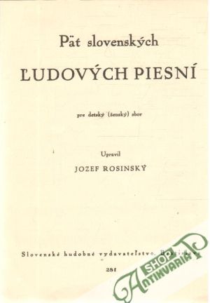 Obal knihy Päť slovenských ľudových piesní pre detský (ženský) sbor