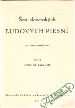 Obal knihy Šesť slovenských ľudových piesní pre detský (ženský) sbor