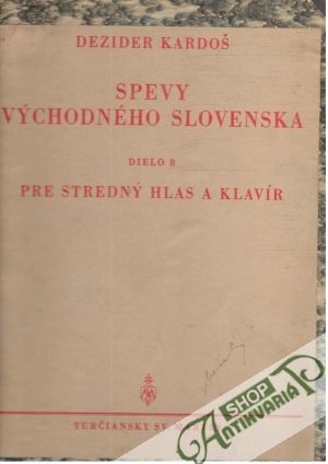 Obal knihy Spevy východného Slovenska - dielo 8 pre stredný hlas a klavír