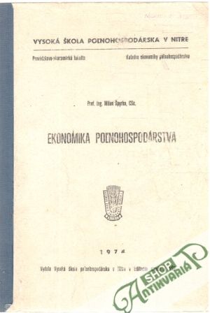 Obal knihy Ekonomika poľnohospodárstva