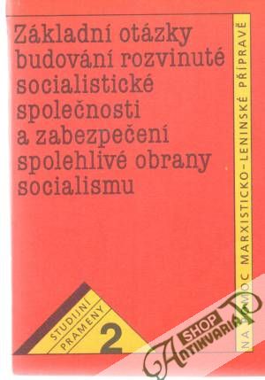 Obal knihy Základní otázky budování rozvinuté socialistické společnosti...