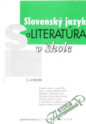 Obal knihy Slovenský jazyk a literatúra v škole 3-4/98/99