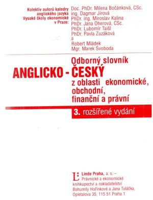 Obal knihy Odborný slovník anglicko - český z oblasti ekonomické, obchodní, finanční a právní
